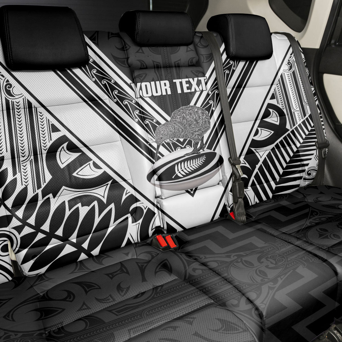 New Zealand Silver Fern Rugby Custom Back Car Seat Cover Go Wheel Kiwi Maori Pattern