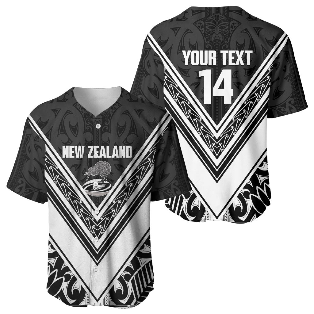 New Zealand Silver Fern Rugby Custom Baseball Jersey Go Wheel Kiwi Maori Pattern