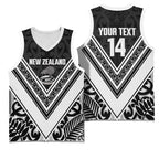 New Zealand Silver Fern Rugby Custom Basketball Jersey Go Wheel Kiwi Maori Pattern
