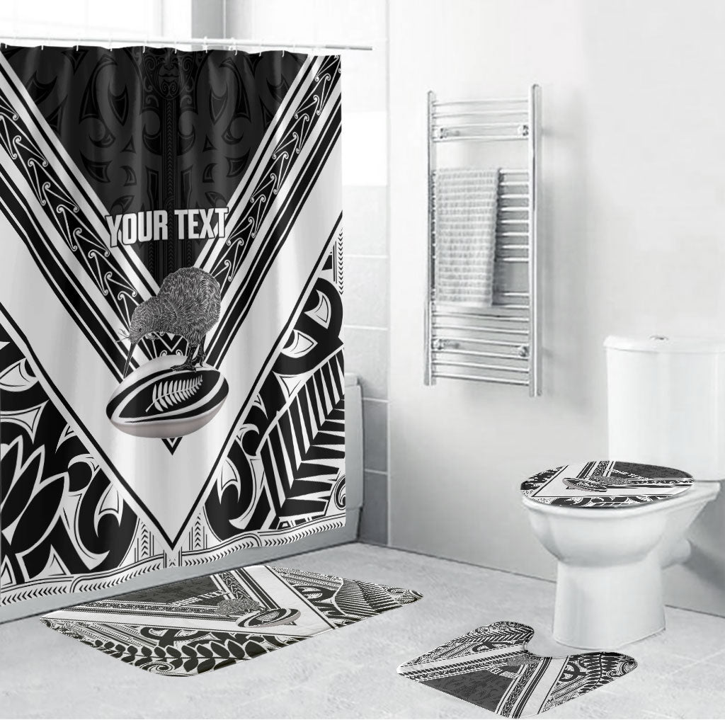 New Zealand Silver Fern Rugby Custom Bathroom Set Go Wheel Kiwi Maori Pattern
