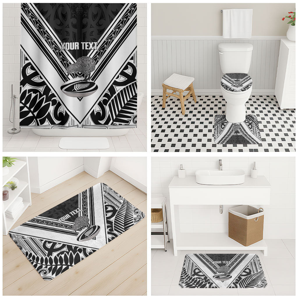 New Zealand Silver Fern Rugby Custom Bathroom Set Go Wheel Kiwi Maori Pattern