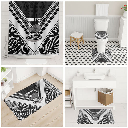 New Zealand Silver Fern Rugby Custom Bathroom Set Go Wheel Kiwi Maori Pattern