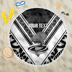 New Zealand Silver Fern Rugby Custom Beach Blanket Go Wheel Kiwi Maori Pattern