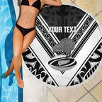 New Zealand Silver Fern Rugby Custom Beach Blanket Go Wheel Kiwi Maori Pattern
