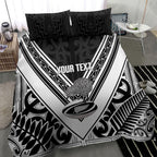 New Zealand Silver Fern Rugby Custom Bedding Set Go Wheel Kiwi Maori Pattern