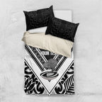 New Zealand Silver Fern Rugby Custom Bedding Set Go Wheel Kiwi Maori Pattern