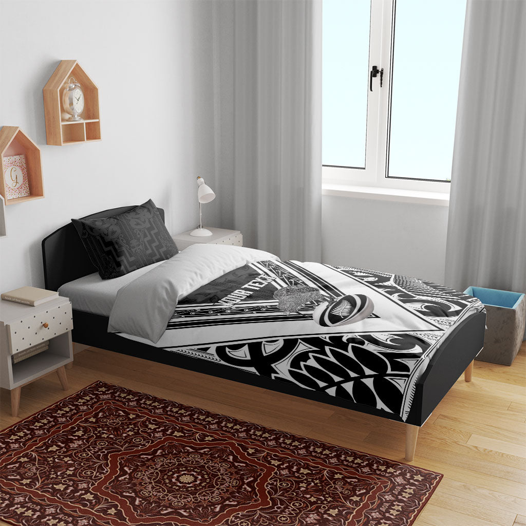 New Zealand Silver Fern Rugby Custom Bedding Set Go Wheel Kiwi Maori Pattern