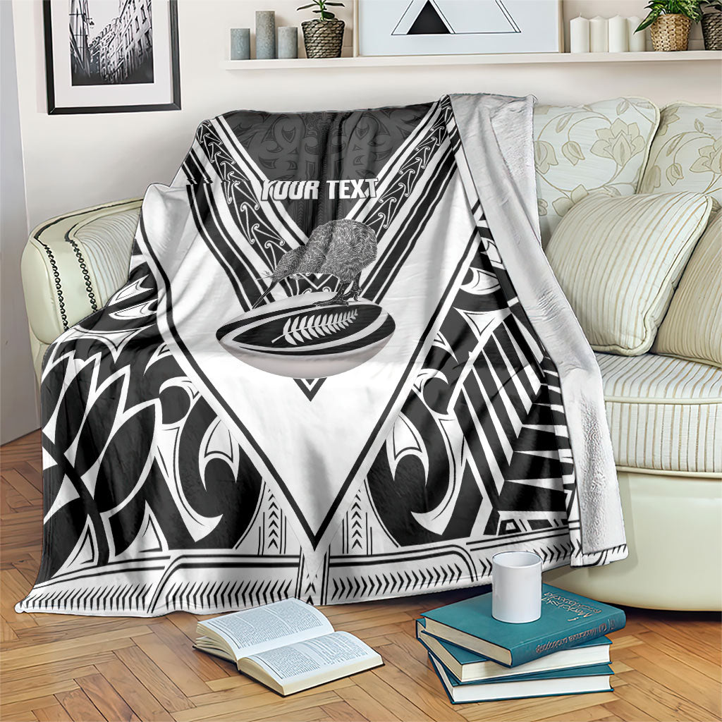 New Zealand Silver Fern Rugby Custom Blanket Go Wheel Kiwi Maori Pattern