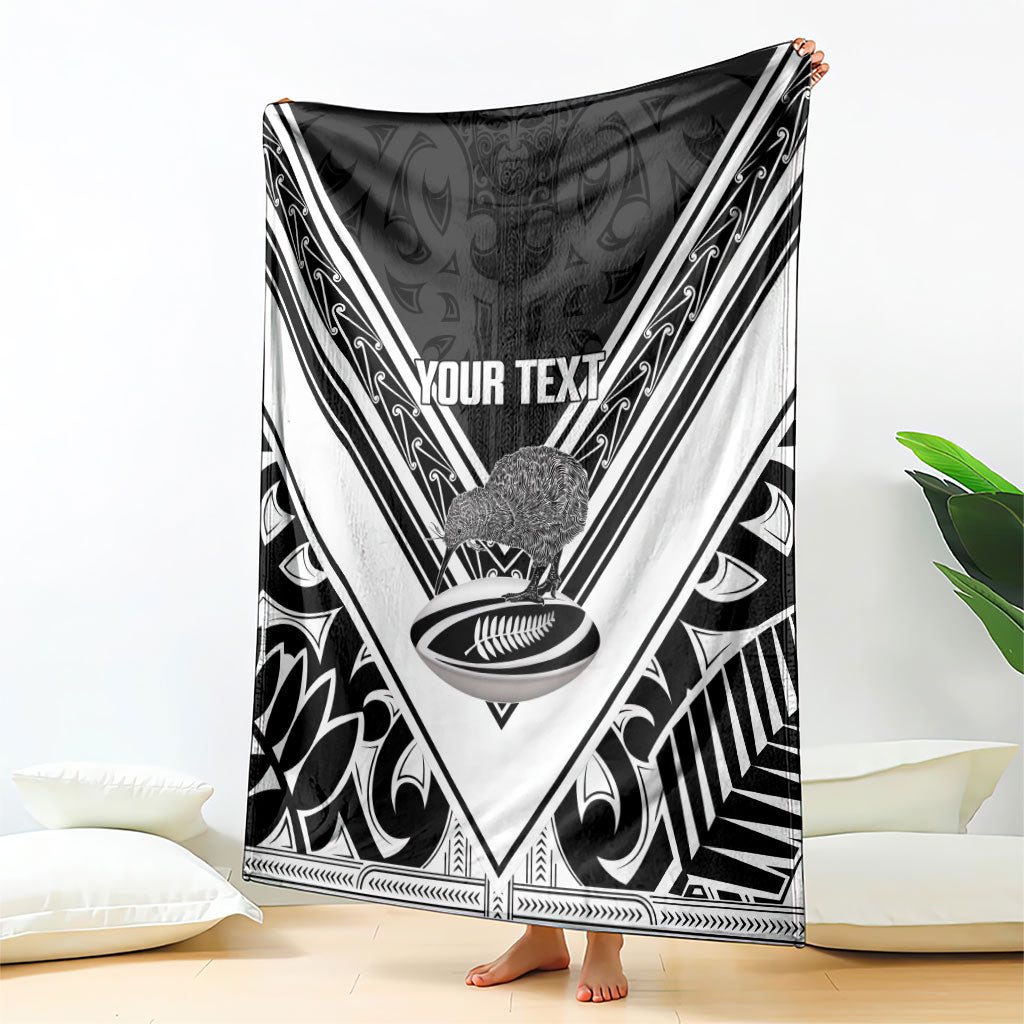 New Zealand Silver Fern Rugby Custom Blanket Go Wheel Kiwi Maori Pattern