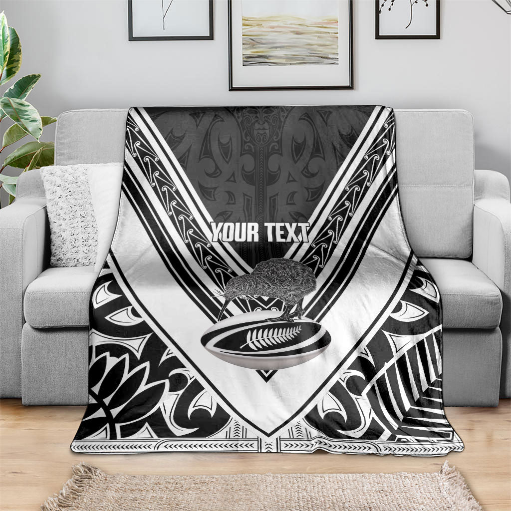 New Zealand Silver Fern Rugby Custom Blanket Go Wheel Kiwi Maori Pattern