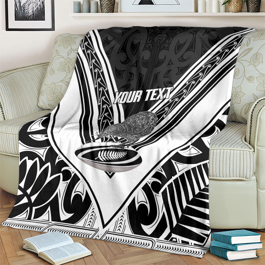 New Zealand Silver Fern Rugby Custom Blanket Go Wheel Kiwi Maori Pattern