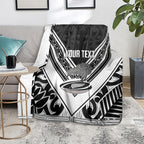 New Zealand Silver Fern Rugby Custom Blanket Go Wheel Kiwi Maori Pattern