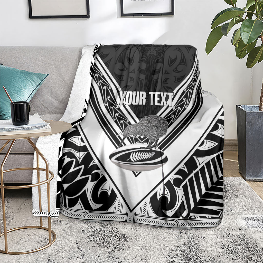 New Zealand Silver Fern Rugby Custom Blanket Go Wheel Kiwi Maori Pattern
