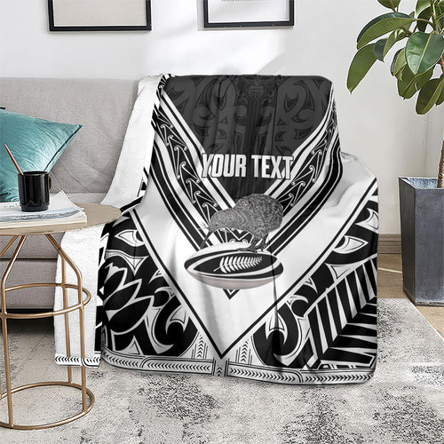 New Zealand Silver Fern Rugby Custom Blanket Go Wheel Kiwi Maori Pattern