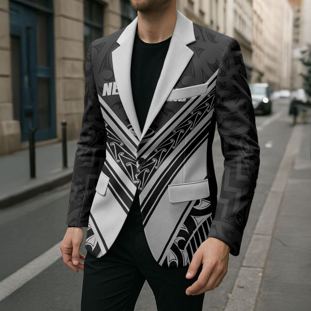 New Zealand Silver Fern Rugby Custom Blazer Go Wheel Kiwi Maori Pattern