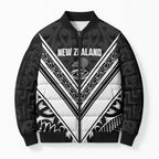 New Zealand Silver Fern Rugby Custom Bomber Puffer Jacket Go Wheel Kiwi Maori Pattern