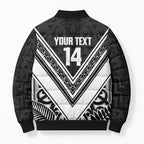 New Zealand Silver Fern Rugby Custom Bomber Puffer Jacket Go Wheel Kiwi Maori Pattern