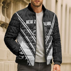 New Zealand Silver Fern Rugby Custom Bomber Puffer Jacket Go Wheel Kiwi Maori Pattern