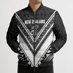 New Zealand Silver Fern Rugby Custom Bomber Puffer Jacket Go Wheel Kiwi Maori Pattern