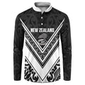 New Zealand Silver Fern Rugby Custom Button Sweatshirt Go Wheel Kiwi Maori Pattern