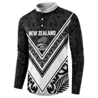 New Zealand Silver Fern Rugby Custom Button Sweatshirt Go Wheel Kiwi Maori Pattern