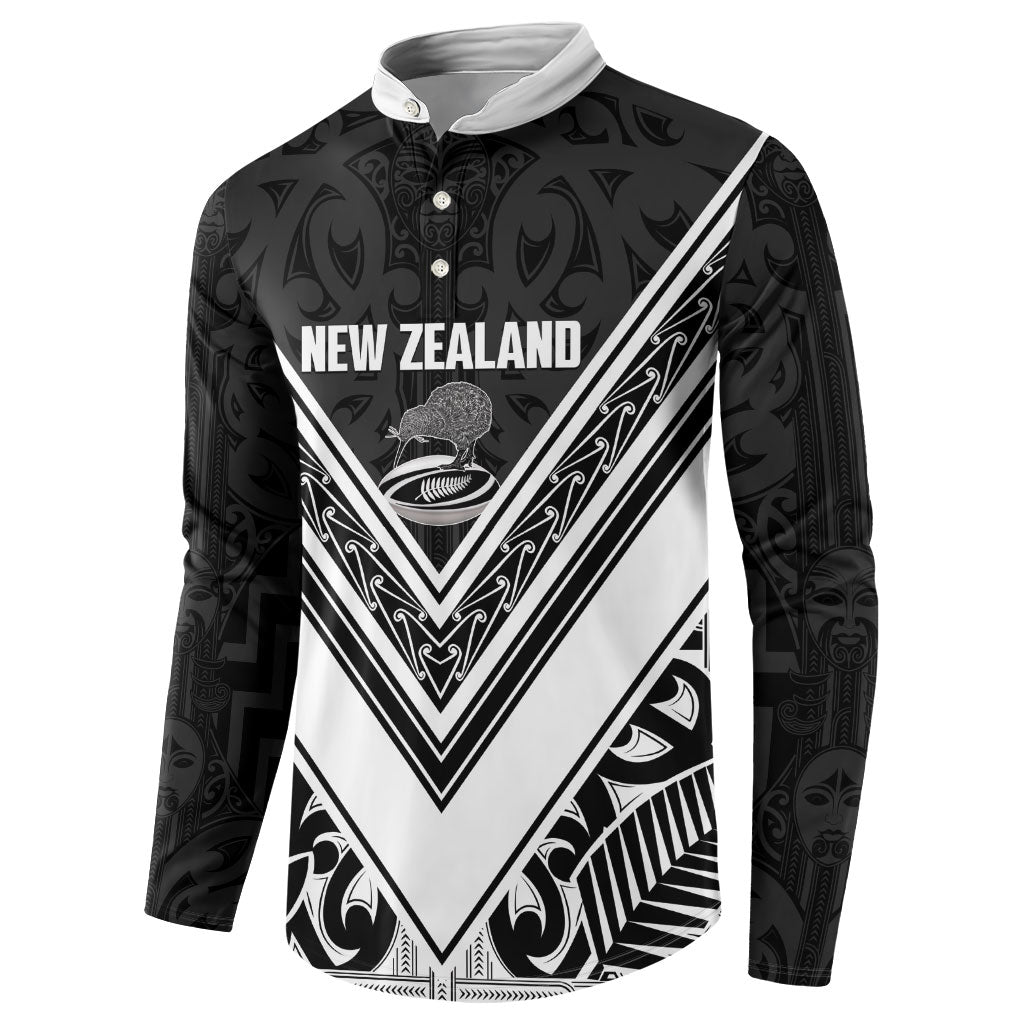New Zealand Silver Fern Rugby Custom Button Sweatshirt Go Wheel Kiwi Maori Pattern