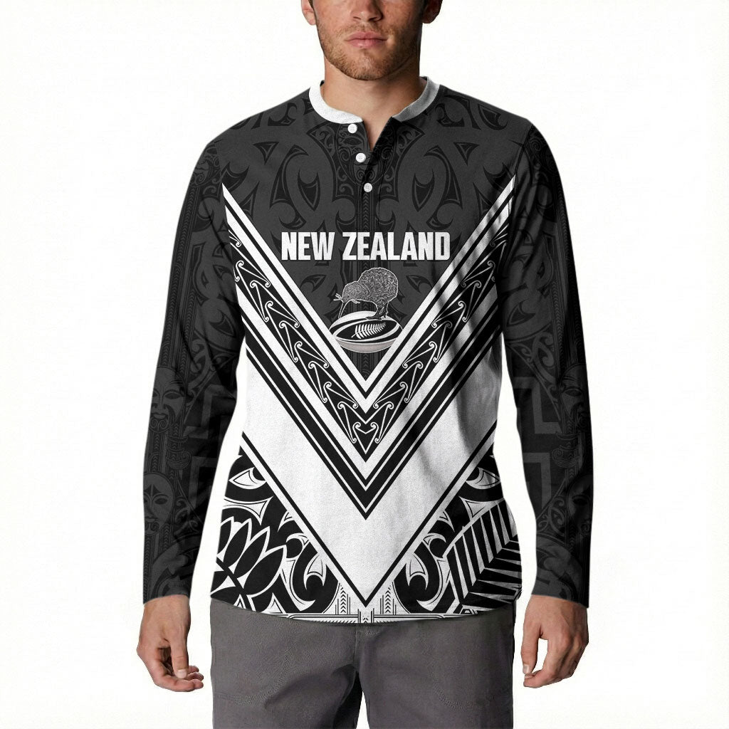 New Zealand Silver Fern Rugby Custom Button Sweatshirt Go Wheel Kiwi Maori Pattern