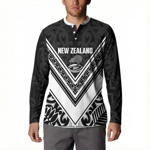 New Zealand Silver Fern Rugby Custom Button Sweatshirt Go Wheel Kiwi Maori Pattern
