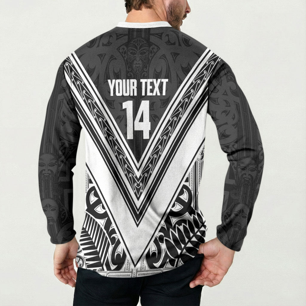New Zealand Silver Fern Rugby Custom Button Sweatshirt Go Wheel Kiwi Maori Pattern