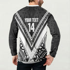 New Zealand Silver Fern Rugby Custom Button Sweatshirt Go Wheel Kiwi Maori Pattern