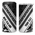 New Zealand Silver Fern Rugby Custom 4 in 1 Can Cooler Tumbler Go Wheel Kiwi Maori Pattern