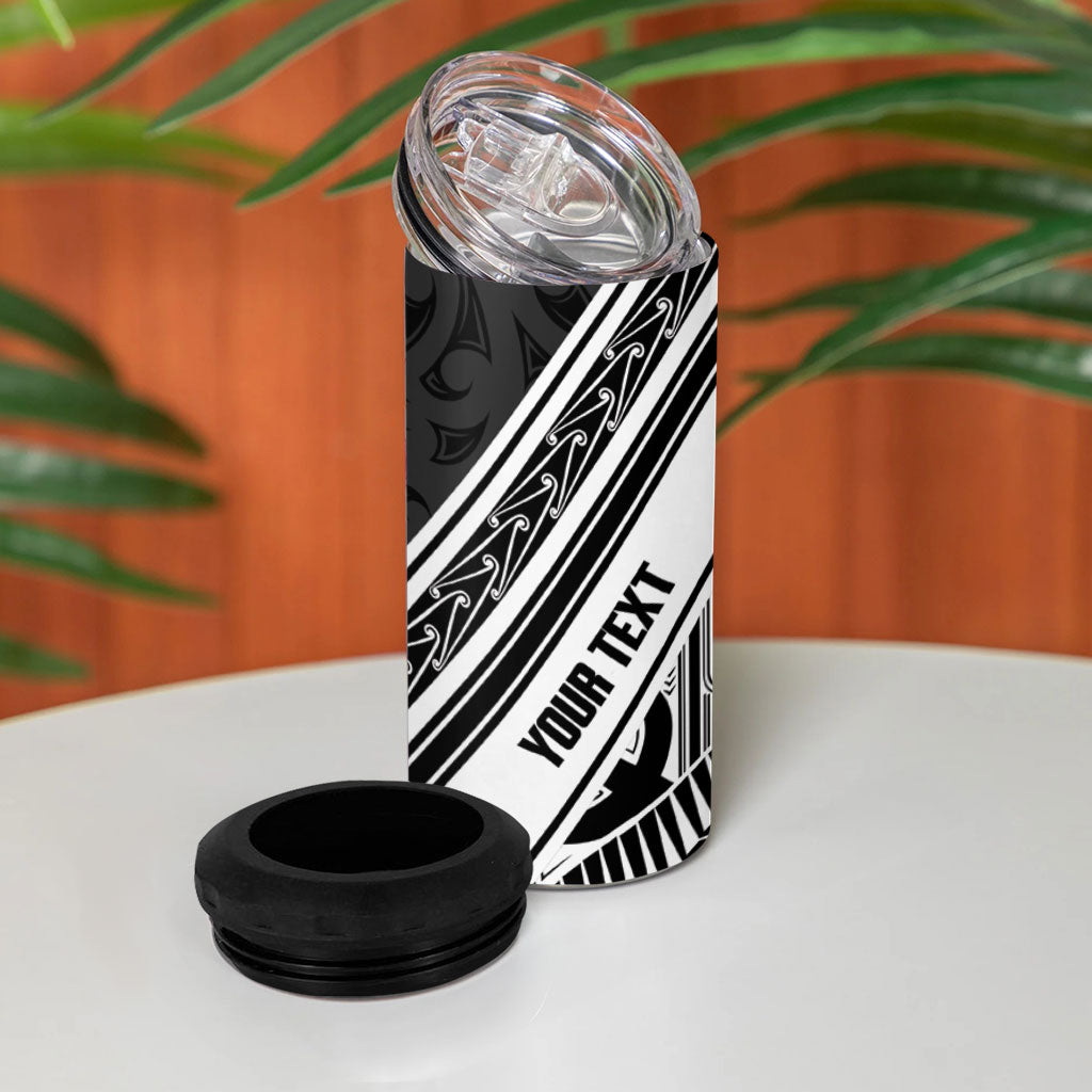 New Zealand Silver Fern Rugby Custom 4 in 1 Can Cooler Tumbler Go Wheel Kiwi Maori Pattern