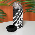 New Zealand Silver Fern Rugby Custom 4 in 1 Can Cooler Tumbler Go Wheel Kiwi Maori Pattern