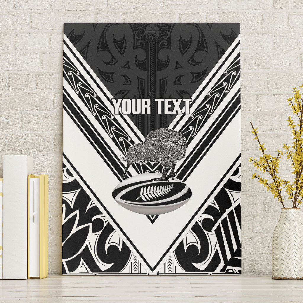 New Zealand Silver Fern Rugby Custom Canvas Wall Art Go Wheel Kiwi Maori Pattern