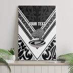 New Zealand Silver Fern Rugby Custom Canvas Wall Art Go Wheel Kiwi Maori Pattern