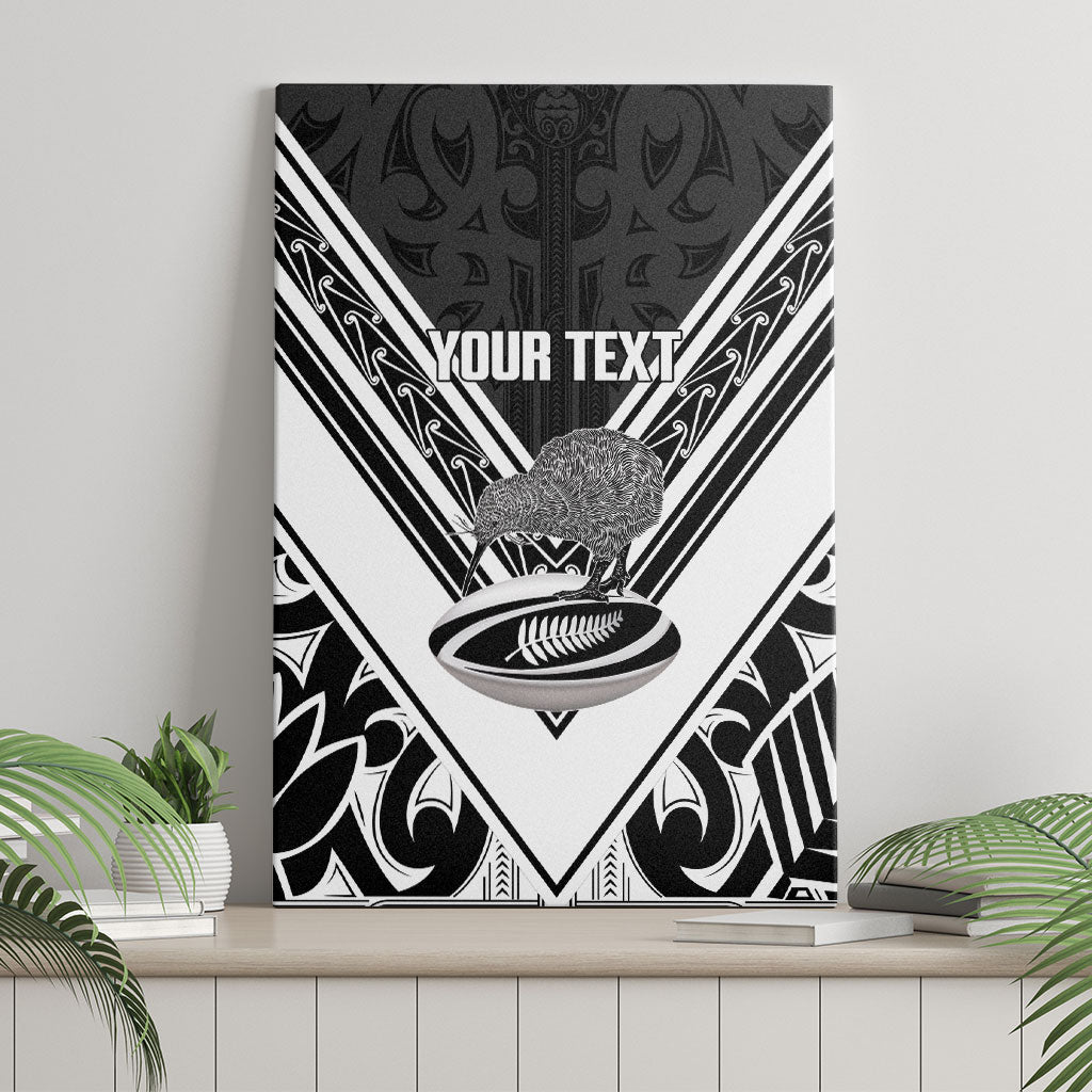 New Zealand Silver Fern Rugby Custom Canvas Wall Art Go Wheel Kiwi Maori Pattern