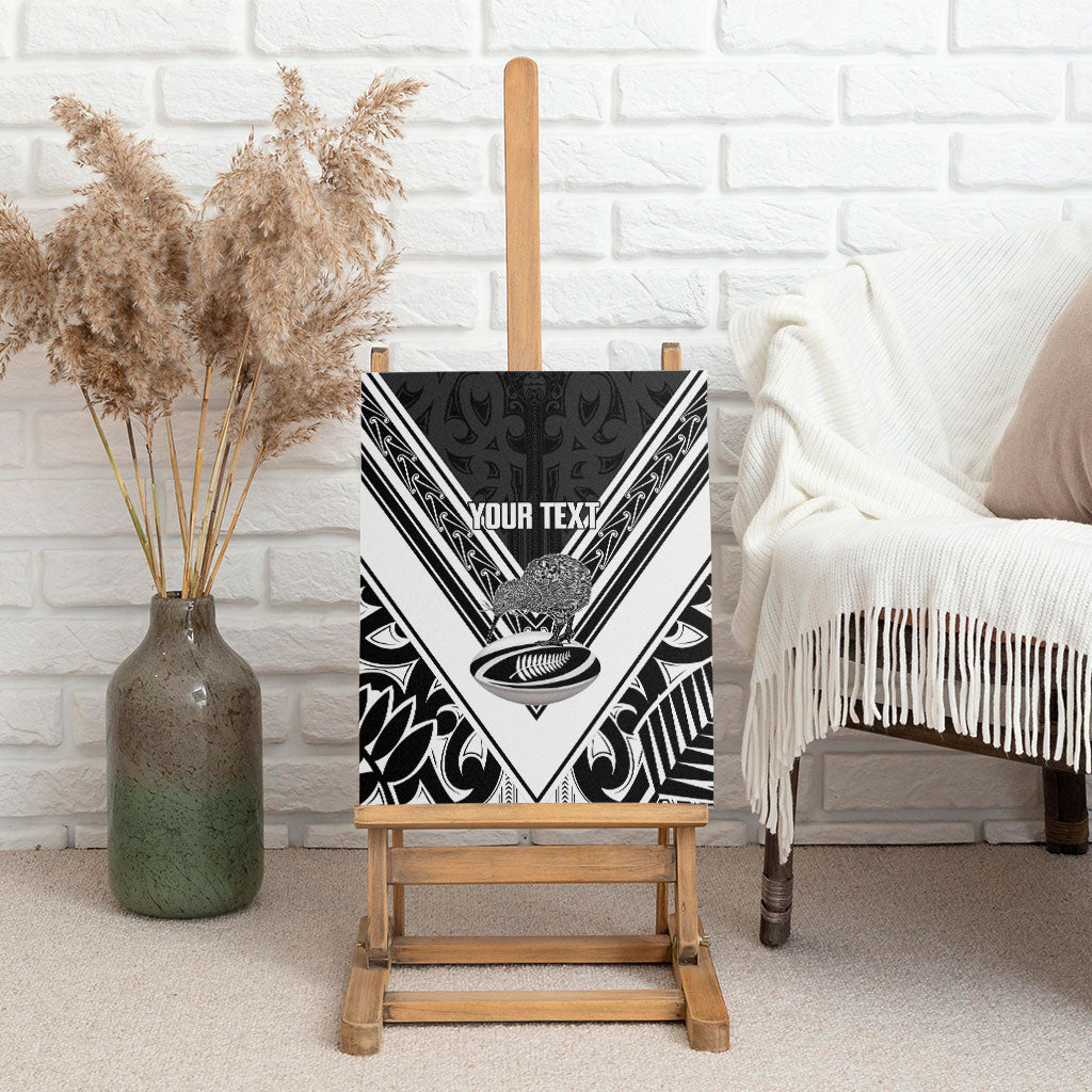 New Zealand Silver Fern Rugby Custom Canvas Wall Art Go Wheel Kiwi Maori Pattern