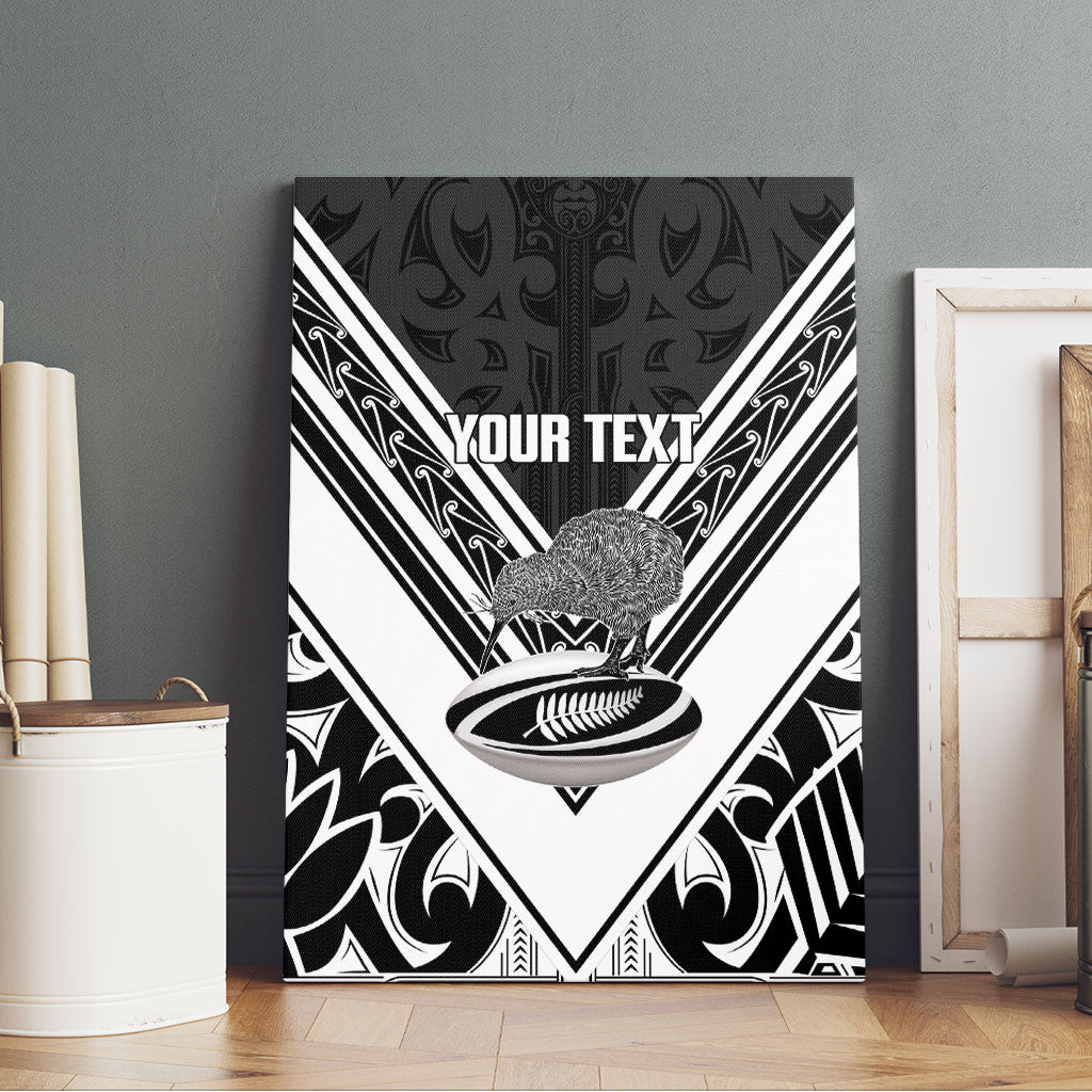 New Zealand Silver Fern Rugby Custom Canvas Wall Art Go Wheel Kiwi Maori Pattern