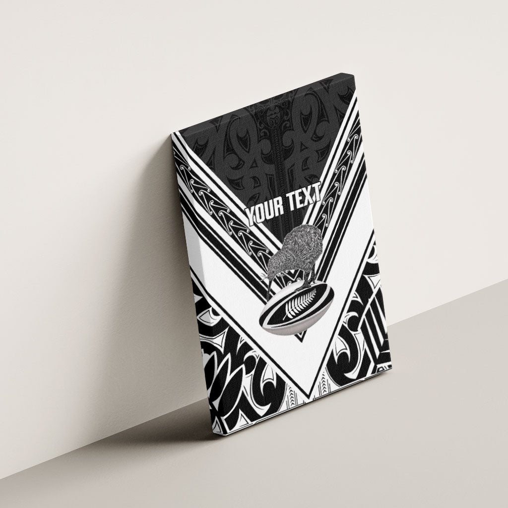 New Zealand Silver Fern Rugby Custom Canvas Wall Art Go Wheel Kiwi Maori Pattern