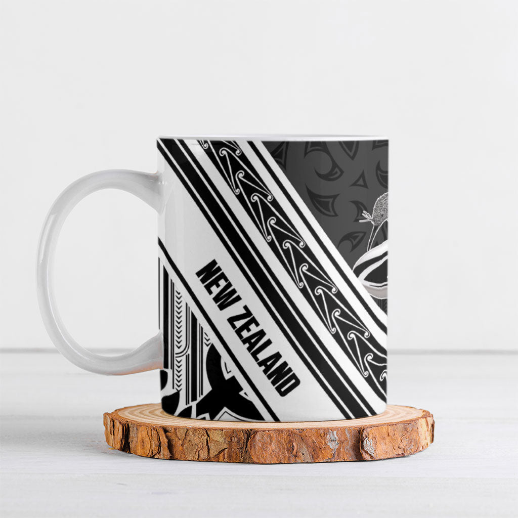 New Zealand Silver Fern Rugby Custom Ceramic Mug Go Wheel Kiwi Maori Pattern