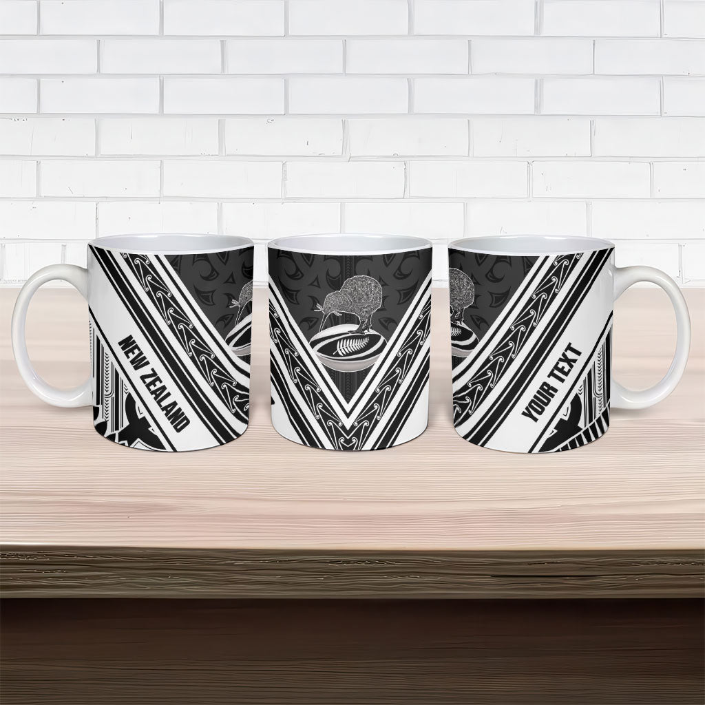 New Zealand Silver Fern Rugby Custom Ceramic Mug Go Wheel Kiwi Maori Pattern