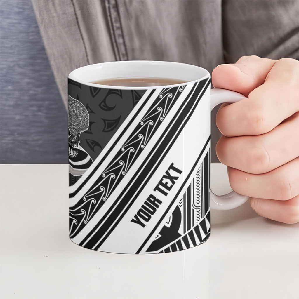 New Zealand Silver Fern Rugby Custom Ceramic Mug Go Wheel Kiwi Maori Pattern