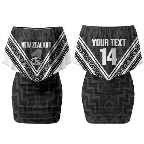 New Zealand Silver Fern Rugby Custom Couples Matching Off Shoulder Short Dress and Hawaiian Shirt Go Wheel Kiwi Maori Pattern