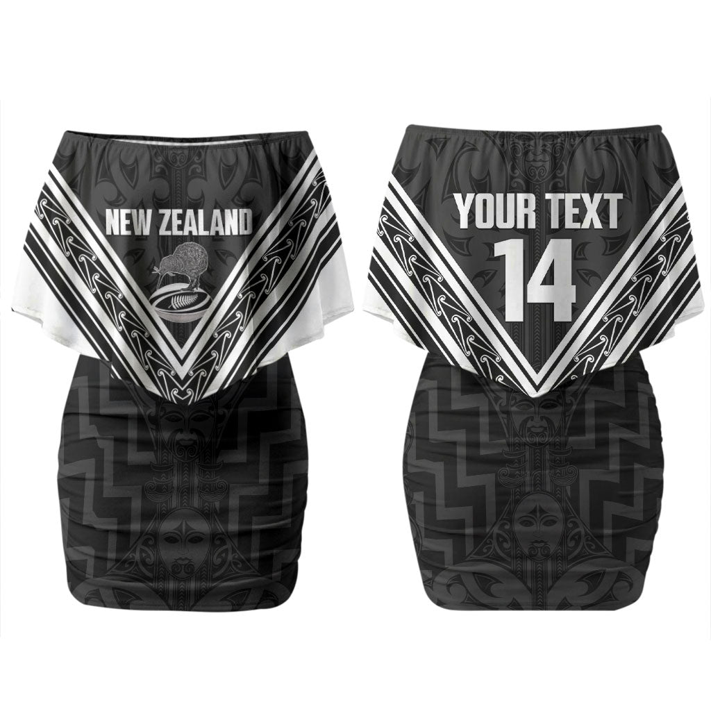 New Zealand Silver Fern Rugby Custom Couples Matching Off Shoulder Short Dress and Long Sleeve Button Shirt Go Wheel Kiwi Maori Pattern
