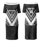 New Zealand Silver Fern Rugby Custom Couples Matching Puletasi and Long Sleeve Button Shirt Go Wheel Kiwi Maori Pattern