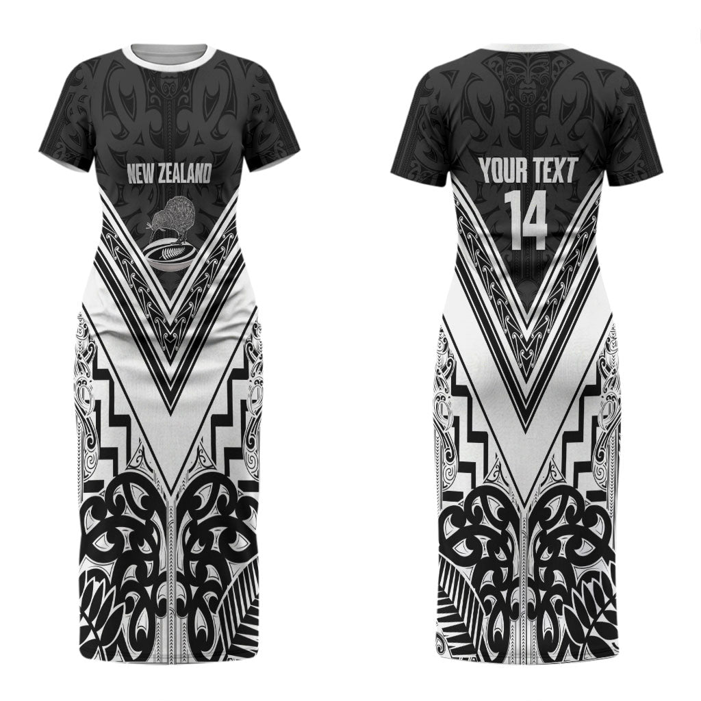 New Zealand Silver Fern Rugby Custom Couples Matching Short Sleeve Bodycon Dress and Long Sleeve Button Shirt Go Wheel Kiwi Maori Pattern