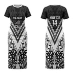 New Zealand Silver Fern Rugby Custom Couples Matching Short Sleeve Bodycon Dress and Long Sleeve Button Shirt Go Wheel Kiwi Maori Pattern