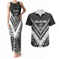 New Zealand Silver Fern Rugby Custom Couples Matching Tank Maxi Dress and Hawaiian Shirt Go Wheel Kiwi Maori Pattern