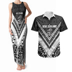 New Zealand Silver Fern Rugby Custom Couples Matching Tank Maxi Dress and Hawaiian Shirt Go Wheel Kiwi Maori Pattern