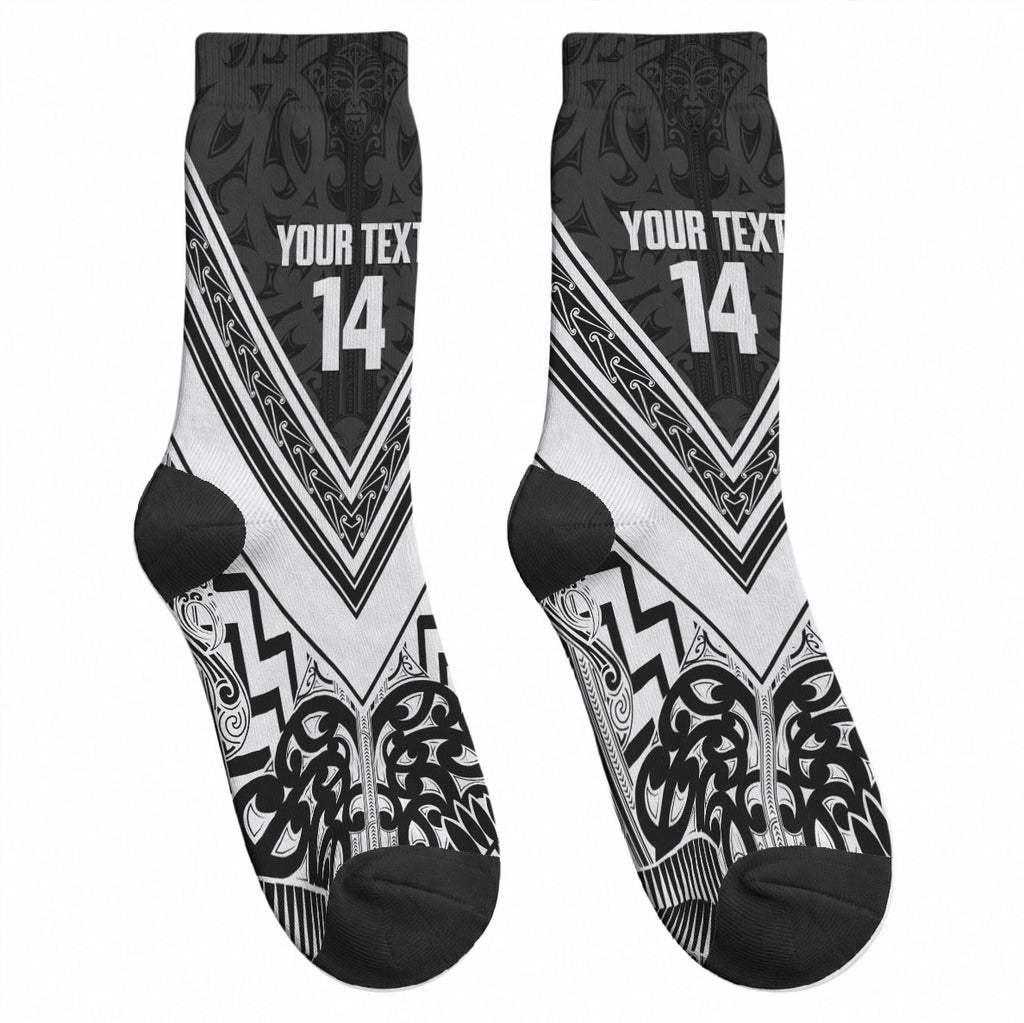 New Zealand Silver Fern Rugby Custom Crew Socks Go Wheel Kiwi Maori Pattern